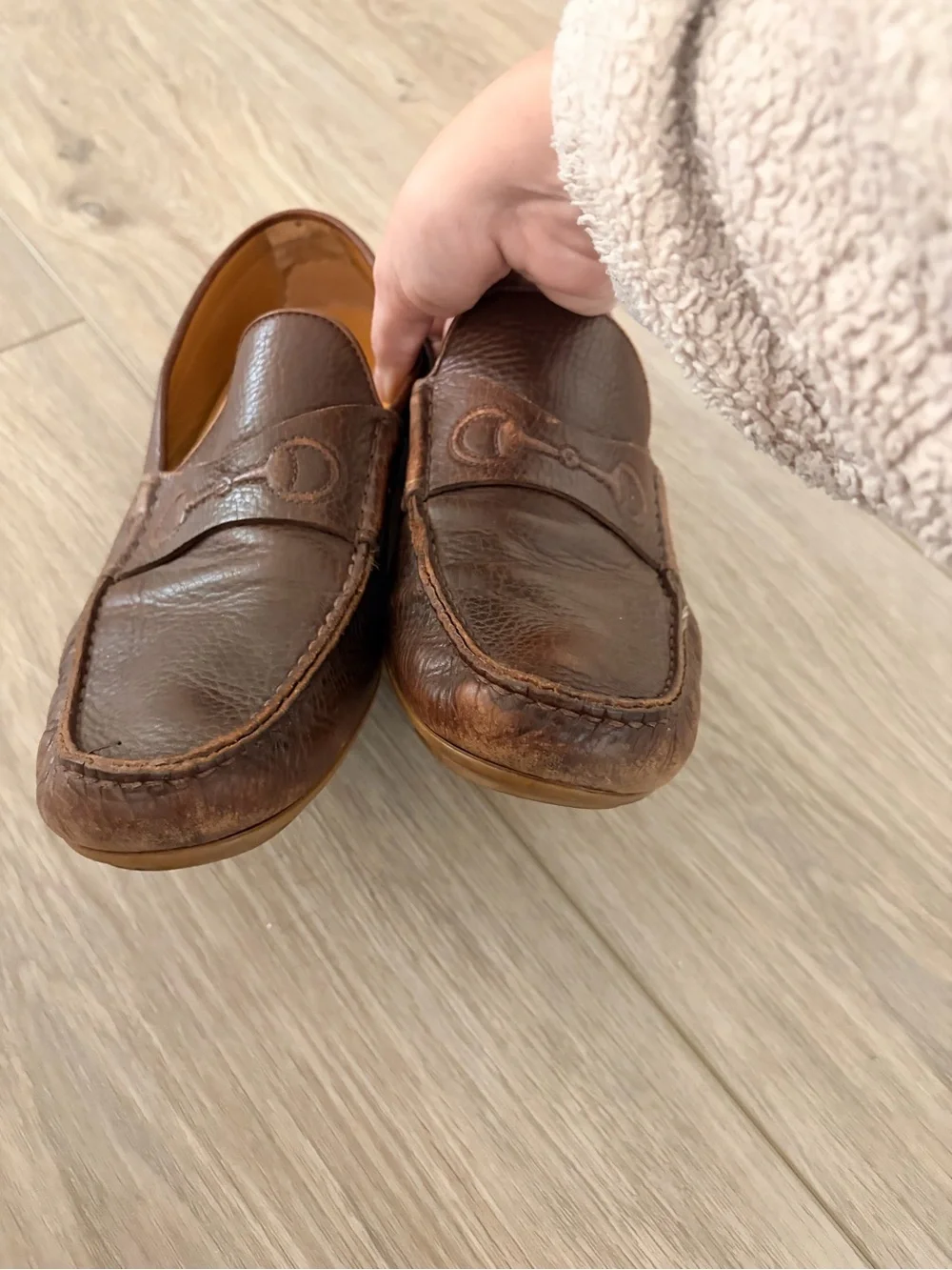 Vintage Gucci Horsebit Embossed Leather Loafers Mens 9